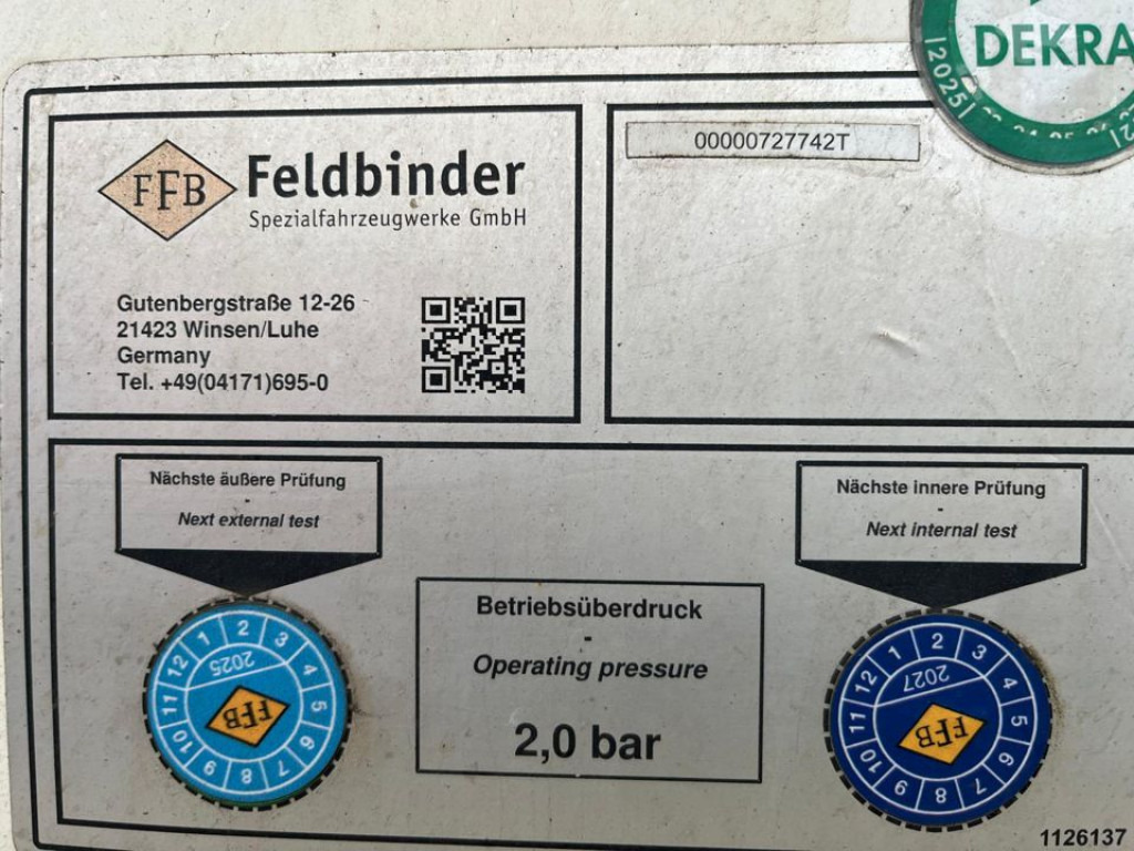 FELDBINDER Silo für Staub und Rieselgüter EUT 40.3 Auflieger Zement 40m³, Lenkachse - Naczepa silos: zdjęcie 5 FELDBINDER Silo für Staub und Rieselgüter EUT 40.3 Auflieger Zement 40m³, Lenkachse - Naczepa silos: zdjęcie 5