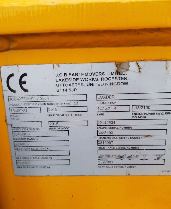 JCB 427 ZXT4 - Ładowarka kołowa: zdjęcie 4 JCB 427 ZXT4 - Ładowarka kołowa: zdjęcie 4