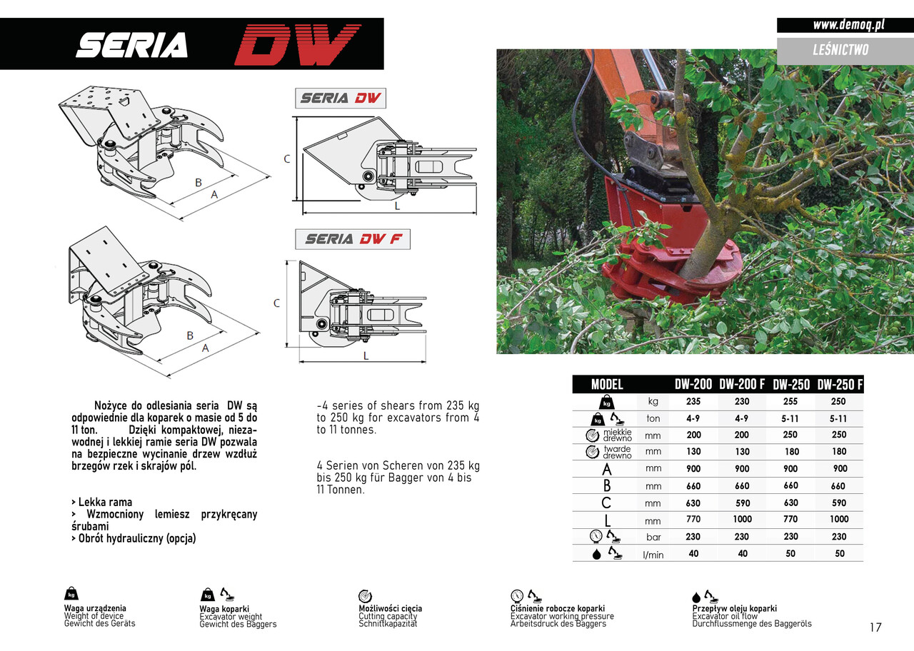 DEMOQ DW250 De-forestation shear 255 kg - Chwytak do Maszyn budowlanych: zdjęcie 3 DEMOQ DW250 De-forestation shear 255 kg - Chwytak do Maszyn budowlanych: zdjęcie 3