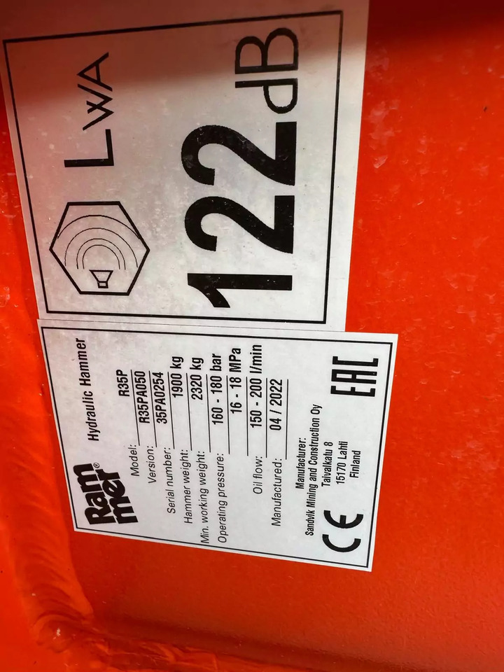 2022 Rammer R35P - Młot hydrauliczny: zdjęcie 3 2022 Rammer R35P - Młot hydrauliczny: zdjęcie 3