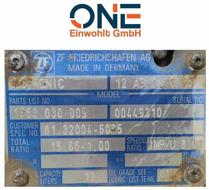 Getriebe MAN TGA, TGS, ZF 12AS 2130TD, 12AS2130DD - Skrzynia biegów do Samochodów ciężarowych: zdjęcie 3 Getriebe MAN TGA, TGS, ZF 12AS 2130TD, 12AS2130DD - Skrzynia biegów do Samochodów ciężarowych: zdjęcie 3