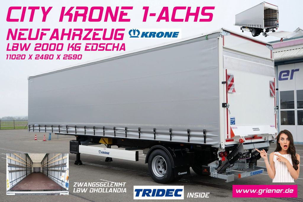 Krone SEP 10 CITY GARDINE KRONE 1-achs TRIDEC LBW Krone SEP 10 CITY GARDINE KRONE 1-achs TRIDEC LBW - Naczepa plandeka: zdjęcie 1 Krone SEP 10 CITY GARDINE KRONE 1-achs TRIDEC LBW Krone SEP 10 CITY GARDINE KRONE 1-achs TRIDEC LBW - Naczepa plandeka: zdjęcie 1