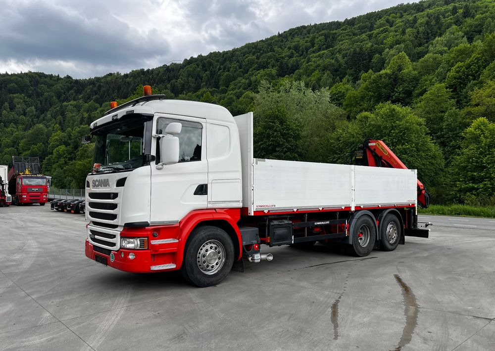 Scania G450 // 6x2// Skrzynia 6.40x2.49 // HDS Palfinger // Oś skrętna podnoszona // - Samochód ciężarowy skrzyniowy/ Platforma, Samochod ciężarowy z HDS: zdjęcie 2 Scania G450 // 6x2// Skrzynia 6.40x2.49 // HDS Palfinger // Oś skrętna podnoszona // - Samochód ciężarowy skrzyniowy/ Platforma, Samochod ciężarowy z HDS: zdjęcie 2