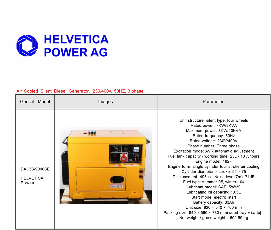 HELVETICA POWER 9KVA Dieselgenerator mit E-Start - Generator budowlany: zdjęcie 2 HELVETICA POWER 9KVA Dieselgenerator mit E-Start - Generator budowlany: zdjęcie 2