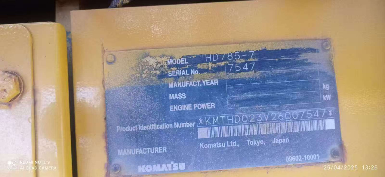 Komatsu HD785-7 - Samochód ciężarowy furgon: zdjęcie 3 Komatsu HD785-7 - Samochód ciężarowy furgon: zdjęcie 3