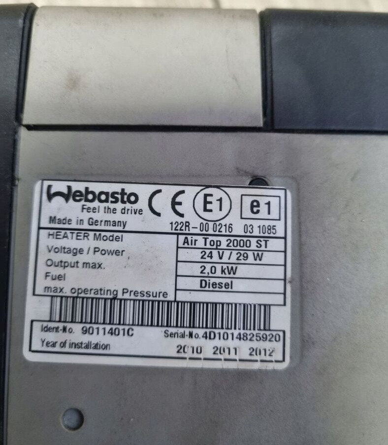 WEBASTO WEBASTO OGRZEWANIE AIR TOP 2000 ST VOLVO FH 13 FM 13 - Ogrzewanie/ Wentylacja do Samochodów ciężarowych: zdjęcie 5 WEBASTO WEBASTO OGRZEWANIE AIR TOP 2000 ST VOLVO FH 13 FM 13 - Ogrzewanie/ Wentylacja do Samochodów ciężarowych: zdjęcie 5