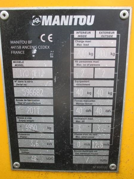 Podnośnik przegubowy Manitou 170AETJ: zdjęcie 14 Podnośnik przegubowy Manitou 170AETJ: zdjęcie 14