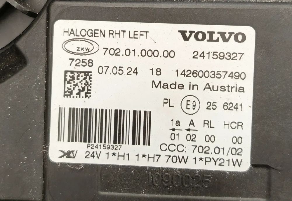 VOLVO FH4 LAMPA PRZEDNIA LEWA H7 2024r 24159327 - Reflektor do Samochodów ciężarowych: zdjęcie 3 VOLVO FH4 LAMPA PRZEDNIA LEWA H7 2024r 24159327 - Reflektor do Samochodów ciężarowych: zdjęcie 3