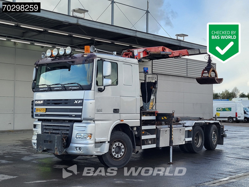 DAF XF105.410 XF 6X2 NL-Truck HMF 1643 Z2 Crane 24T Container system Lift+Steering-Axle Euro 5 - Hakowiec linowy, Samochod ciężarowy z HDS: zdjęcie 1 DAF XF105.410 XF 6X2 NL-Truck HMF 1643 Z2 Crane 24T Container system Lift+Steering-Axle Euro 5 - Hakowiec linowy, Samochod ciężarowy z HDS: zdjęcie 1