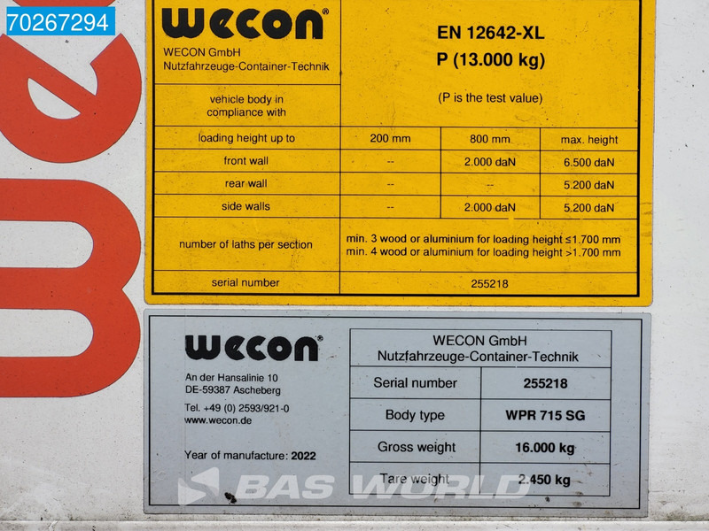Nadwozie - plandeka Wecon WPR 715 SG 6X2 Durchladesysteem 20FT / BDF / Wecon / BDF Brücke / Wechselkoffer: zdjęcie 13 Nadwozie - plandeka Wecon WPR 715 SG 6X2 Durchladesysteem 20FT / BDF / Wecon / BDF Brücke / Wechselkoffer: zdjęcie 13