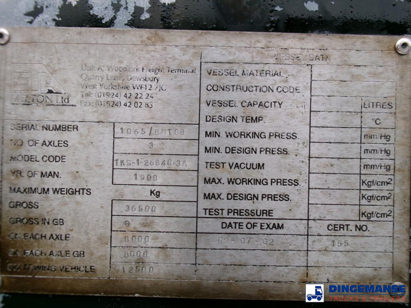 Naczepa cysterna Melton Food (beer) tank inox 29.6 m3 / 1 comp: zdjęcie 17