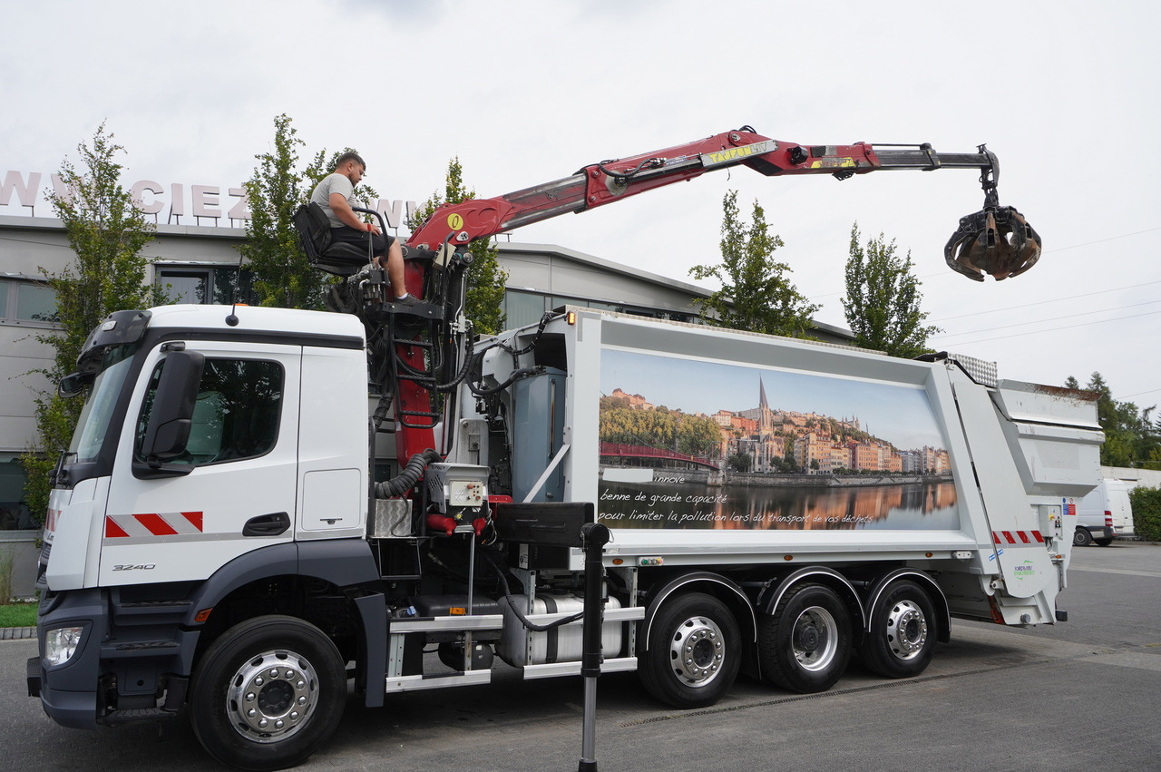 MERCEDES-BENZ Antos 3240 8x2 / Tajfun 5T crane / Farid Industries garbage truck/ 3 steered axles - Śmieciarka: zdjęcie 1 MERCEDES-BENZ Antos 3240 8x2 / Tajfun 5T crane / Farid Industries garbage truck/ 3 steered axles - Śmieciarka: zdjęcie 1
