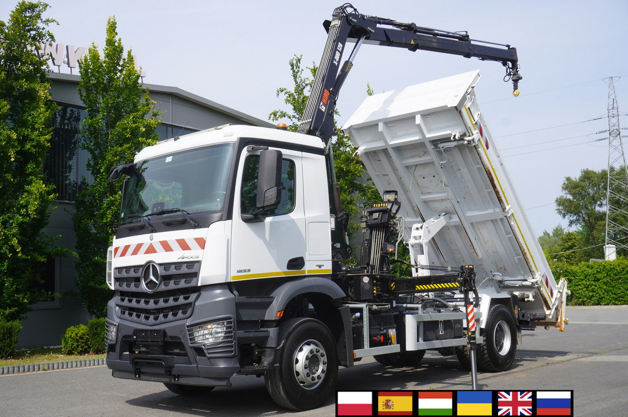 MERCEDES-BENZ Arocs 1833 / 87,000 km!!! / Hds HIAB X-DUO 128 B-2 / three-sided tipper - Samochód ciężarowy skrzyniowy/ Platforma, Samochod ciężarowy z HDS: zdjęcie 1 MERCEDES-BENZ Arocs 1833 / 87,000 km!!! / Hds HIAB X-DUO 128 B-2 / three-sided tipper - Samochód ciężarowy skrzyniowy/ Platforma, Samochod ciężarowy z HDS: zdjęcie 1