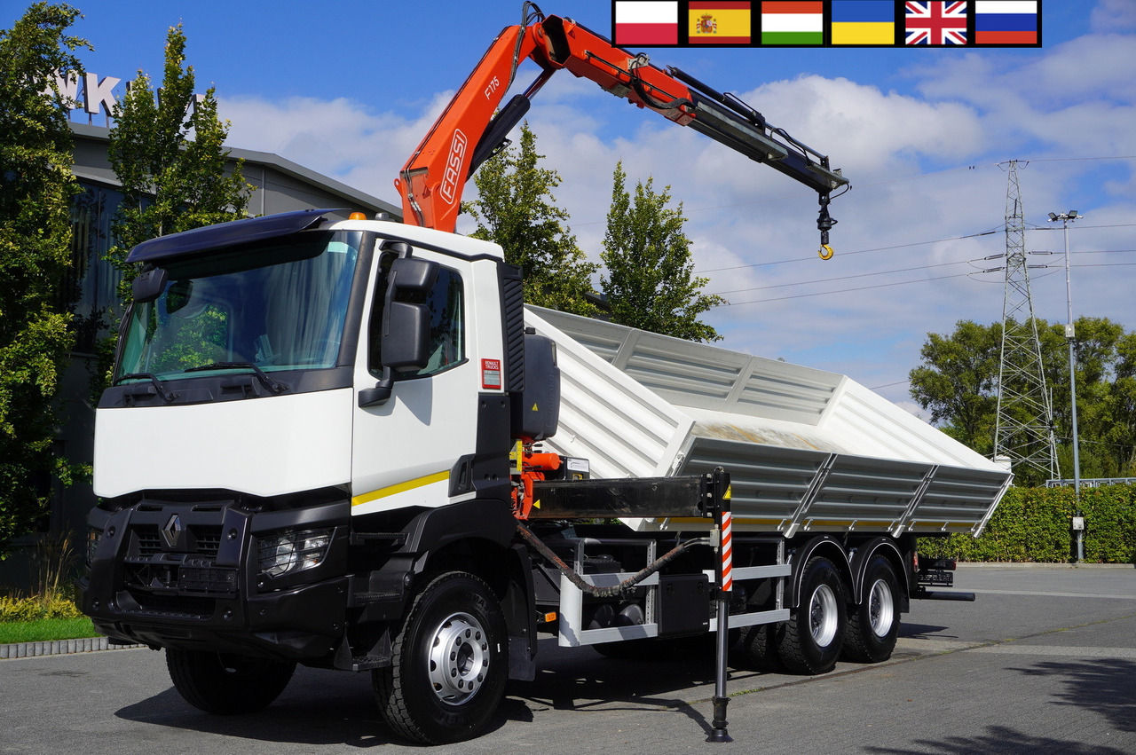 RENAULT K380 6×4 / FASSI F175 crane 7.85 t / 120 thousand km! / 2-sided tipper - Wywrotka, Samochod ciężarowy z HDS: zdjęcie 1 RENAULT K380 6×4 / FASSI F175 crane 7.85 t / 120 thousand km! / 2-sided tipper - Wywrotka, Samochod ciężarowy z HDS: zdjęcie 1