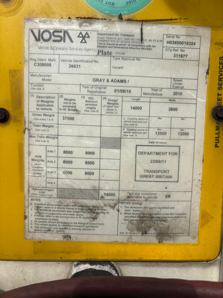 Gray and Adams 2010 Vector 1850 – D12 - Naczepa chłodnia: zdjęcie 5 Gray and Adams 2010 Vector 1850 – D12 - Naczepa chłodnia: zdjęcie 5