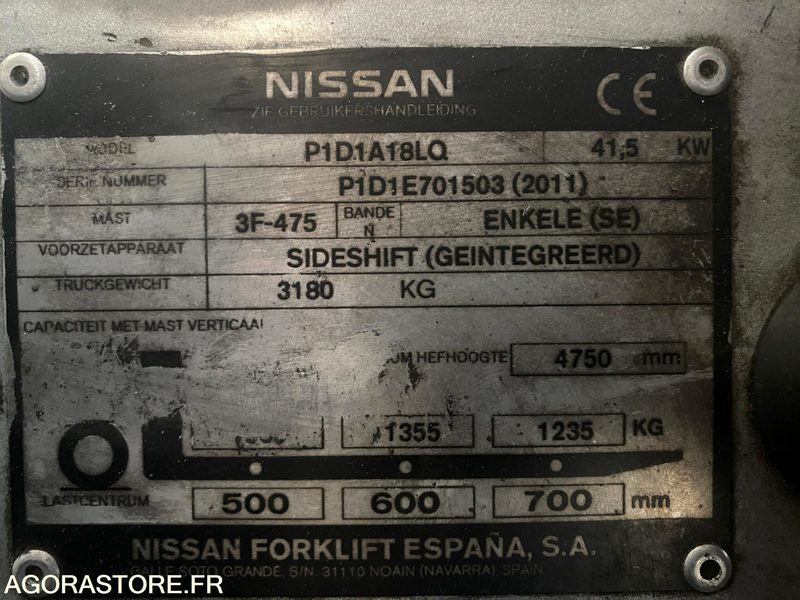 Wózek widłowy gazowy Chariot élévateur GAZ NISSAN 1.8T: zdjęcie 12 Wózek widłowy gazowy Chariot élévateur GAZ NISSAN 1.8T: zdjęcie 12