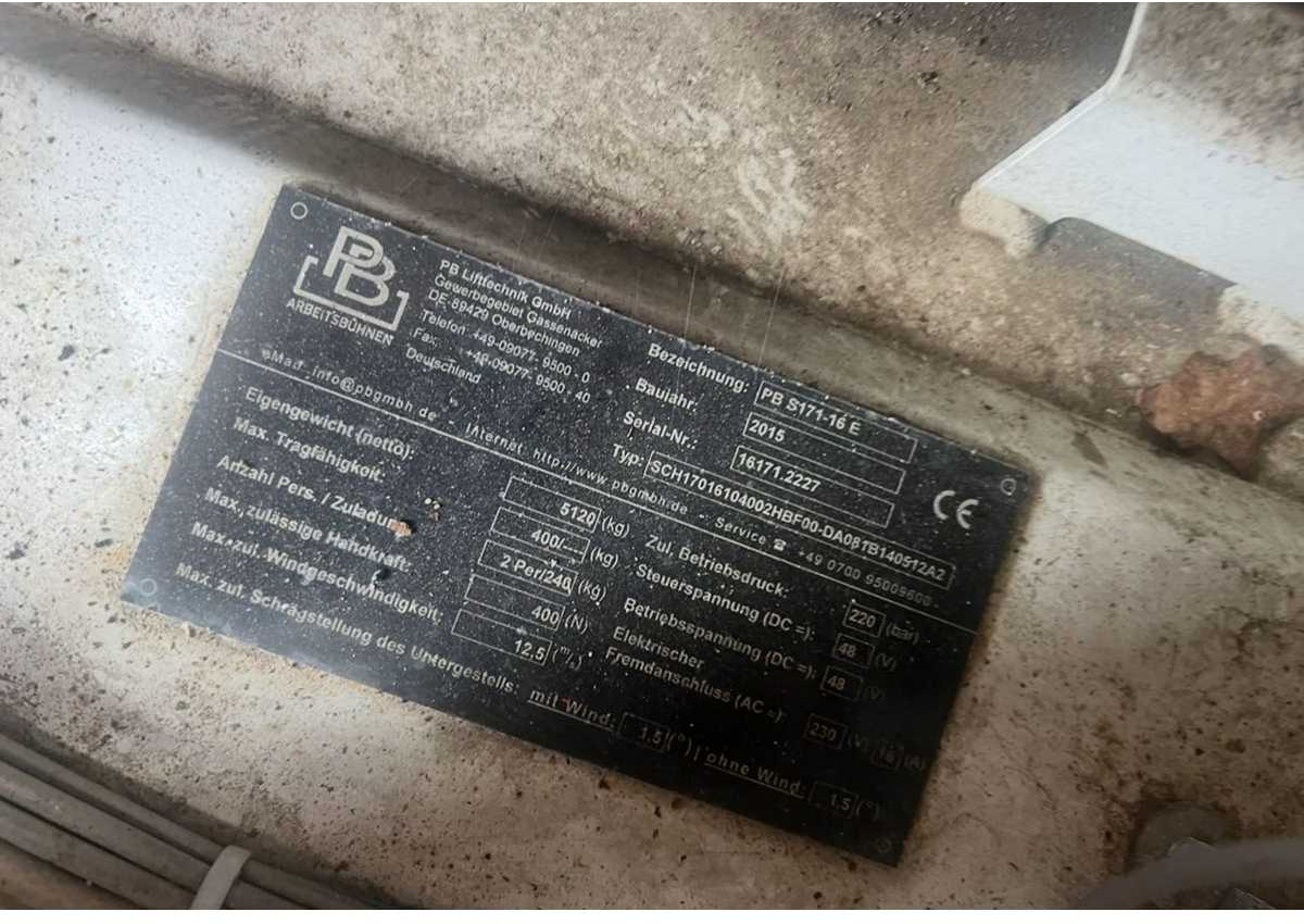 PB - S171-16 E - AERIAL PLATFORM BUILT IN 2015 WITH WORKING HEIGHT 17.3M - Podnośnik koszowy: zdjęcie 5 PB - S171-16 E - AERIAL PLATFORM BUILT IN 2015 WITH WORKING HEIGHT 17.3M - Podnośnik koszowy: zdjęcie 5