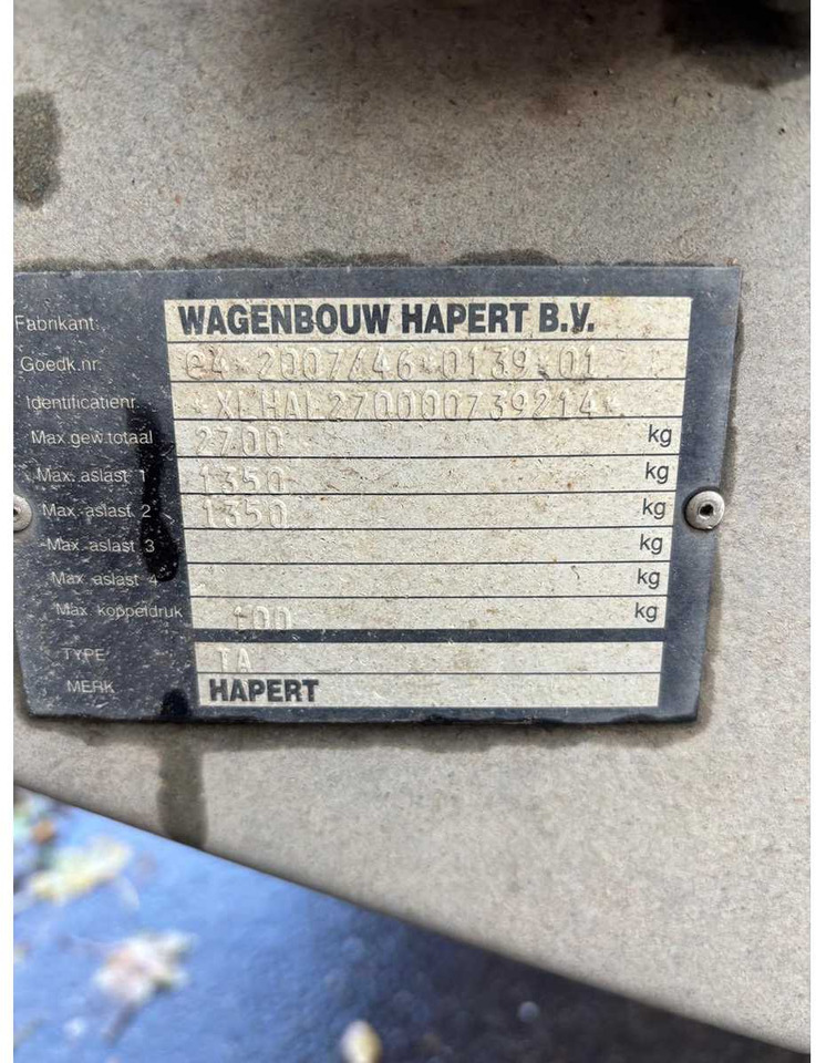HAPERT - 2012 - 302 - CH1 - TRAILER - Przyczepa: zdjęcie 4 HAPERT - 2012 - 302 - CH1 - TRAILER - Przyczepa: zdjęcie 4