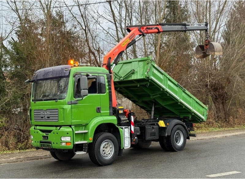 MAN TGA 18.360 Meiller 3-Way Tipper + Crane Palfinger PK 9501 - Wywrotka, Samochod ciężarowy z HDS: zdjęcie 1 MAN TGA 18.360 Meiller 3-Way Tipper + Crane Palfinger PK 9501 - Wywrotka, Samochod ciężarowy z HDS: zdjęcie 1