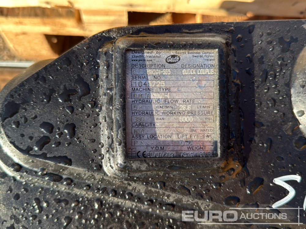 Geith Quick Coupler QC45-50H2G4-555 to suit Kubota KX080-4 (S/Ns 1045725, 1061012, 1053631, 1045727, 1045728) (5 of) - Szybkozłącza: zdjęcie 5 Geith Quick Coupler QC45-50H2G4-555 to suit Kubota KX080-4 (S/Ns 1045725, 1061012, 1053631, 1045727, 1045728) (5 of) - Szybkozłącza: zdjęcie 5