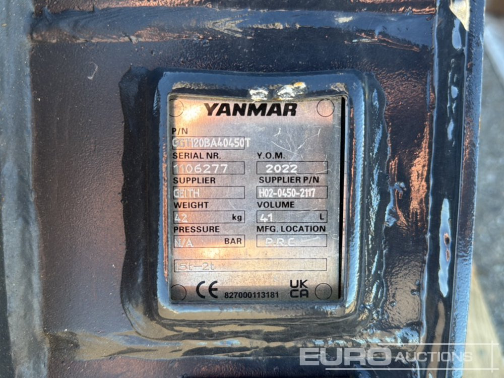 Yanmar Digging Bucket GGT120BA40450T to suit 1.5-2 Ton Excavator (S/Ns 1106277, 1106287, 1106282) (3 of) - Łyżka: zdjęcie 5 Yanmar Digging Bucket GGT120BA40450T to suit 1.5-2 Ton Excavator (S/Ns 1106277, 1106287, 1106282) (3 of) - Łyżka: zdjęcie 5