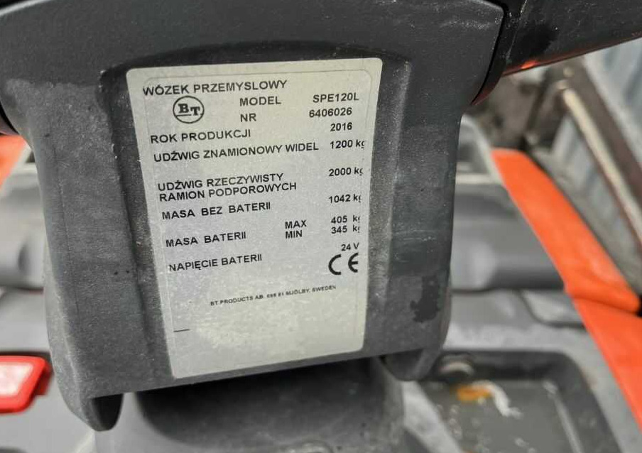 BT SPE120L - Wózek wys. podnoszenia: zdjęcie 4 BT SPE120L - Wózek wys. podnoszenia: zdjęcie 4
