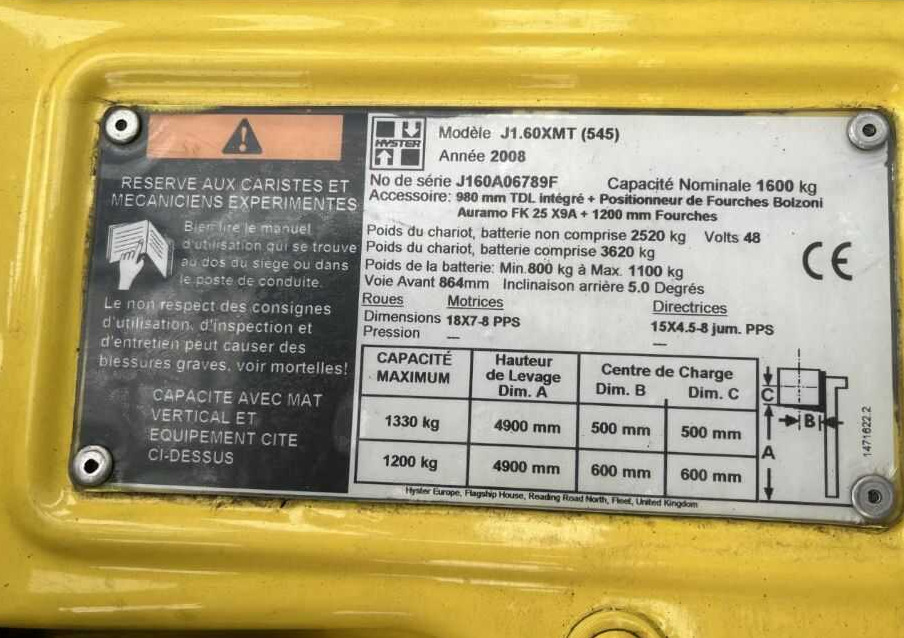 Hyster J1.60XMT - Wózek widłowy elektryczny: zdjęcie 4 Hyster J1.60XMT - Wózek widłowy elektryczny: zdjęcie 4