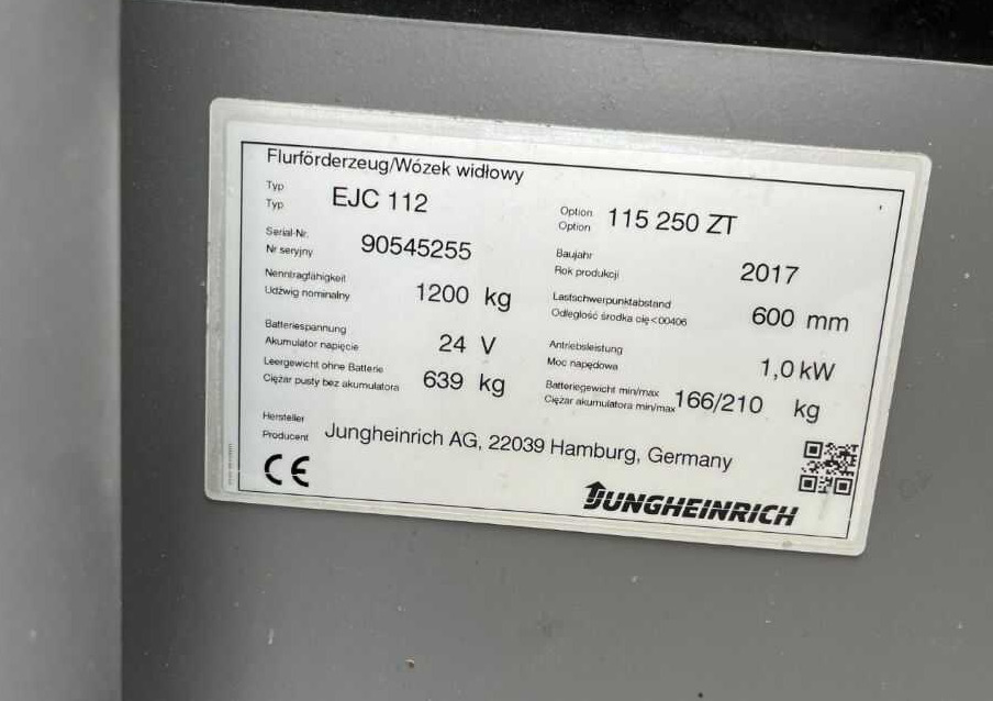 Jungheinrich EJC112 - Wózek wys. podnoszenia: zdjęcie 4 Jungheinrich EJC112 - Wózek wys. podnoszenia: zdjęcie 4