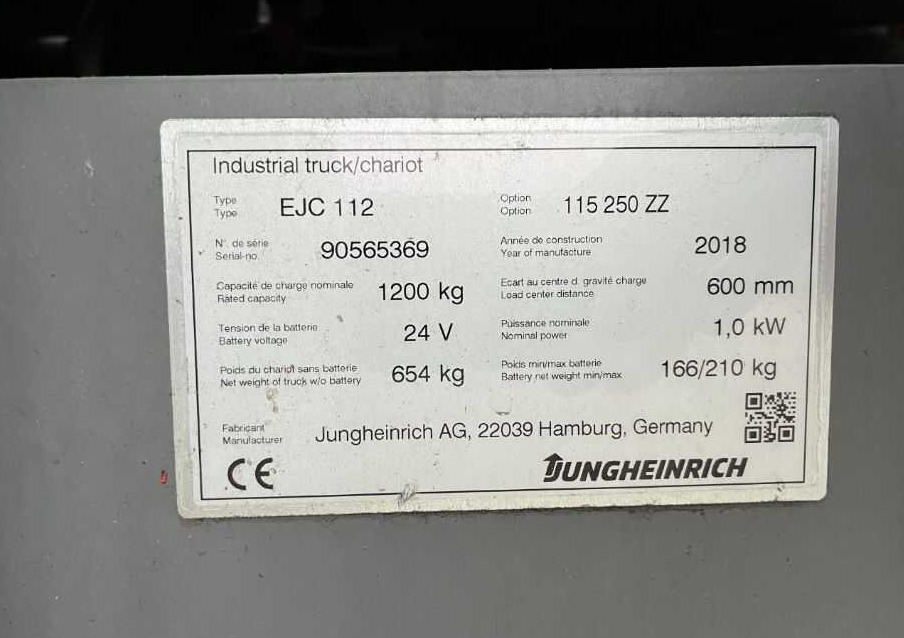 Jungheinrich EJC112 - Wózek wys. podnoszenia: zdjęcie 4 Jungheinrich EJC112 - Wózek wys. podnoszenia: zdjęcie 4