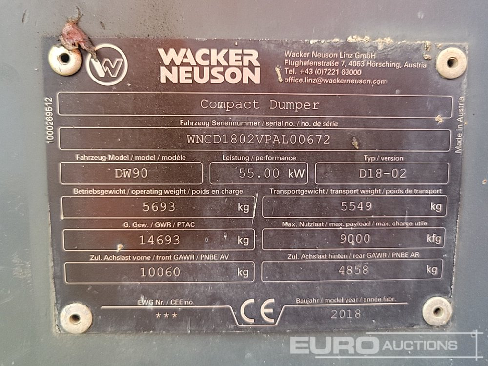 Miniwywrotka 2018 Wacker Neuson DW90: zdjęcie 34 Miniwywrotka 2018 Wacker Neuson DW90: zdjęcie 34