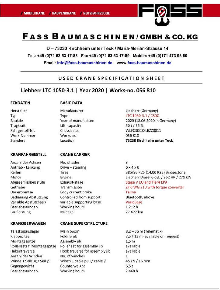Dźwig samojezdny Liebherr LTC 1050-3.1 | VarioBase | Telematik: zdjęcie 15