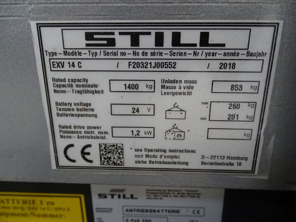 Still EXV14C - Wózek wys. podnoszenia: zdjęcie 5 Still EXV14C - Wózek wys. podnoszenia: zdjęcie 5