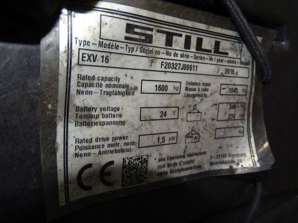 Still EXV16/950MM - Wózek wys. podnoszenia: zdjęcie 5 Still EXV16/950MM - Wózek wys. podnoszenia: zdjęcie 5