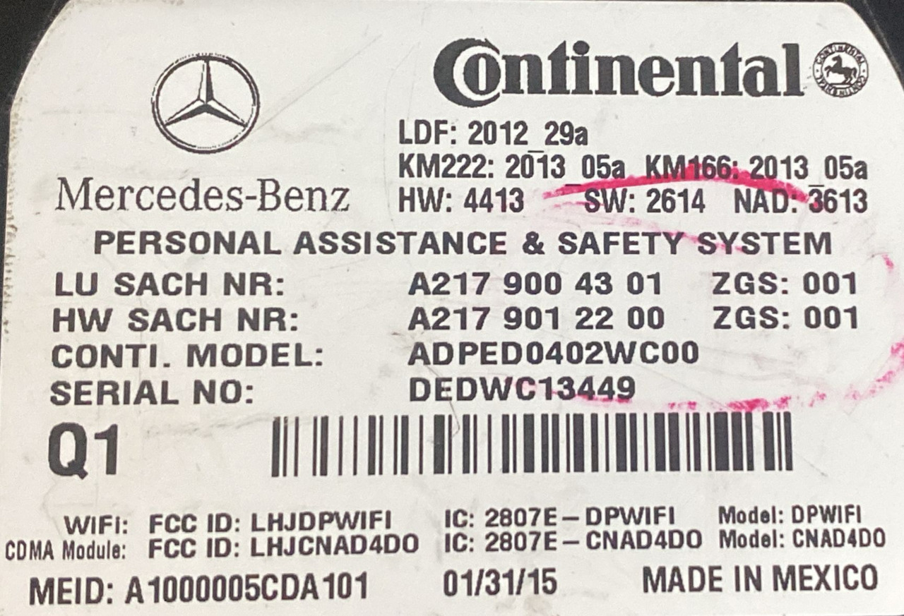 CONTINENTAL Mercedes Benz Control Module A2179004301 - ECU: zdjęcie 3 CONTINENTAL Mercedes Benz Control Module A2179004301 - ECU: zdjęcie 3